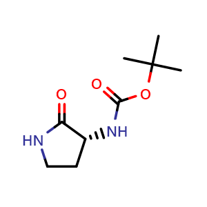 Chemical structure of (R)-tert-Butyl 2-oxopyrrolidin-3-ylcarbamate , CAS 251938-49-5, AChemBlock O34578
