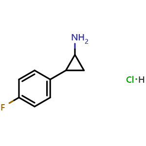 Chemical structure of 2-(4-Fluorophenyl)cyclopropanamine hydrochloride , CAS 879324-66-0, AChemBlock O34585