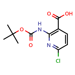 Chemical structure of 2-((tert-Butoxycarbonyl)amino)-6-chloronicotinic acid , CAS 1224194-44-8, AChemBlock O34586