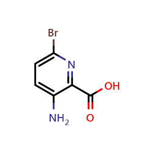 Chemical structure of 3-Amino-6-bromopicolinic acid , CAS 1052708-46-9, AChemBlock O34588