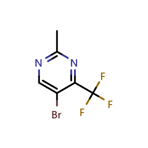 Chemical structure of 5-Bromo-2-methyl-4-(trifluoromethyl)pyrimidine , CAS 1781830-29-2, AChemBlock O34601