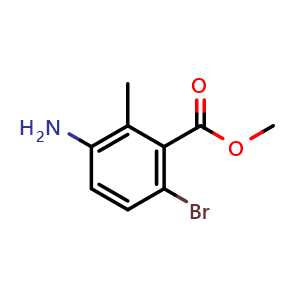 Chemical structure of Methyl 3-amino-6-bromo-2-methylbenzoate , CAS 750586-06-2, AChemBlock O34602