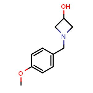 Chemical structure of 1-(4-Methoxybenzyl)-3-azetidinol , CAS 111043-52-8, AChemBlock P34703