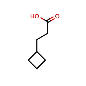 Chemical structure of Cyclobutanepropanoic acid , CAS 4415-84-3, AChemBlock P34709