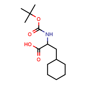 Chemical structure of 2-(Boc-amino)-3-cyclohexylpropanoic acid , CAS 144186-13-0, AChemBlock P34714