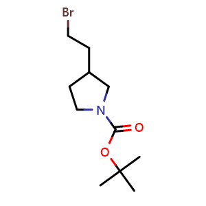 Chemical structure of 1-Boc-3-(2-bromoethyl)pyrrolidine , CAS 958026-66-9, AChemBlock P34813