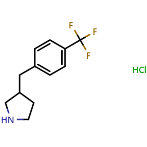 Chemical structure of 3-(4-Trifluoromethylbenzyl)pyrrolidine hydrochloride , CAS 957998-84-4, AChemBlock P34814