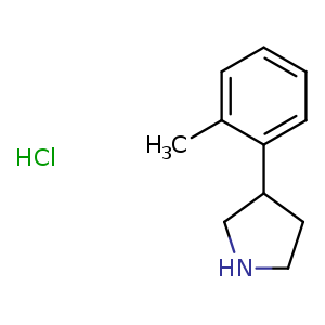Chemical structure of 3-(2-Methylphenyl)pyrrolidine hydrochloride , CAS 1187172-23-1, AChemBlock P34841
