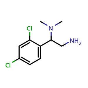 Chemical structure of 2-(2,4-Dichlorophenyl)-2-dimethylaminoethanamine , CAS 951918-42-6, AChemBlock P34856