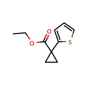 Chemical structure of Ethyl 1-(2-thienyl)cyclopropanecarboxylate , CAS 950604-72-5, AChemBlock P34869