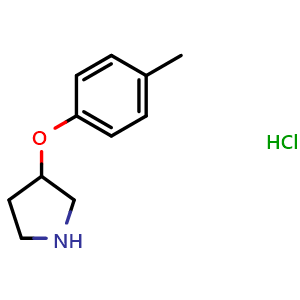 Chemical structure of 3-(4-Methylphenoxy)-pyrrolidine hydrochloride , CAS 946760-35-6, AChemBlock P34889