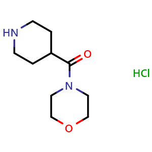 Chemical structure of 4-(Piperidin-4-ylcarbonyl)morpholine hydrochloride , CAS 94467-73-9, AChemBlock P34918