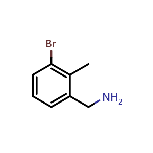 Chemical structure of 3-Bromo-2-methylbenzenemethanamine , CAS 943722-02-9, AChemBlock P34928