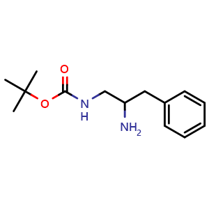 Chemical structure of tert-Butyl 2-amino-3-phenylpropylcarbamate , CAS 943323-35-1, AChemBlock P34930