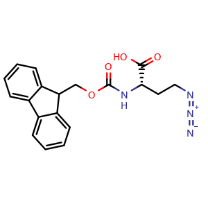 Chemical structure of (S)-4-Azido-2-(Fmoc-amino)-butanoic acid , CAS 942518-20-9, AChemBlock P34936