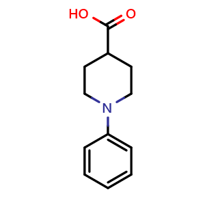 Chemical structure of 1-Phenyl-4-piperidinecarboxylic acid , CAS 94201-40-8, AChemBlock P34944