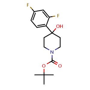 Chemical structure of 1-Boc-4-(2,4-difluorophenyl)-4-piperidinol , CAS 941711-19-9, AChemBlock P34945