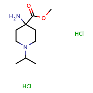 Chemical structure of Methyl 4-amino-1-isopropylpiperidine-4-carboxylate dihydrochloride , CAS 939761-35-0, AChemBlock P34956