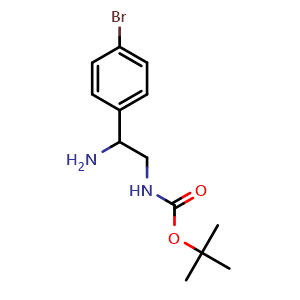 Chemical structure of 2-(Boc-amino)-1-(4-bromophenyl)ethylamine , CAS 939760-50-6, AChemBlock P34957