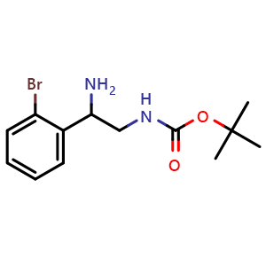 Chemical structure of 2-(Boc-amino)-1-(2-bromophenyl)ethylamine , CAS 939760-41-5, AChemBlock P34959