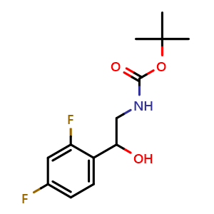 Chemical structure of N-Boc-2-(2,4-difluorophenyl)-2-hydroxyethanamine , CAS 939757-31-0, AChemBlock P34961