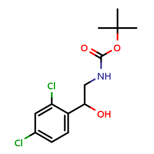Chemical structure of N-Boc-2-(2,4-dichlorophenyl)-2-hydroxyethanamine , CAS 939757-30-9, AChemBlock P34962