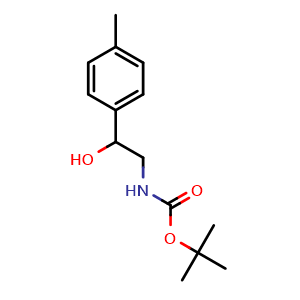 Chemical structure of N-Boc-2-(4-methylphenyl)-2-hydroxyethanamine , CAS 939757-27-4, AChemBlock P34963