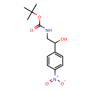 Chemical structure of N-Boc-2-(4-nitrophenyl)-2-hydroxyethanamine , CAS 939757-25-2, AChemBlock P34964