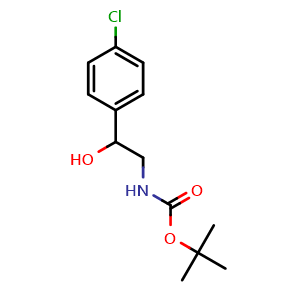Chemical structure of N-Boc-2-(4-chlorophenyl)-2-hydroxyethanamine , CAS 939757-24-1, AChemBlock P34965