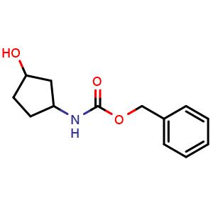 Chemical structure of 3-Cbz-amino-cyclopentanol , CAS 939426-84-3, AChemBlock P34968