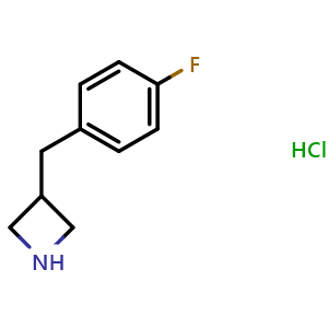 Chemical structure of 3-[(4-Fluorophenyl)methyl]azetidine hydrochloride , CAS 937621-44-8, AChemBlock P34985