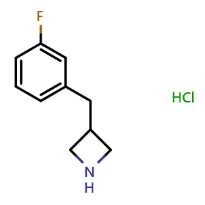 Chemical structure of 3-[(3-Fluorophenyl)methyl]azetidine hydrochloride , CAS 937619-20-0, AChemBlock P34987