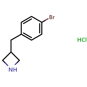 Chemical structure of 3-[(4-Bromophenyl)methyl]azetidine hydrochloride , CAS 2514950-93-5, AChemBlock P34989