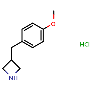 Chemical structure of3-[(4-Methoxyphenyl)methyl]azetidine hydrochloride, CAS 1172289-43-8, AChemBlock P34993