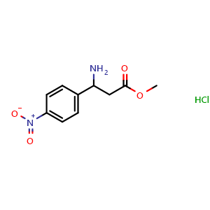 Chemical structure of Methyl 3-amino-3-(4-nitrophenyl)propanoate hydrochloride , CAS 93506-52-6, AChemBlock P35009