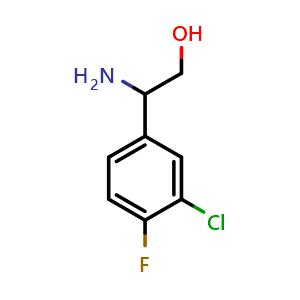 Chemical structure of b-Amino-3-chloro-4-fluoro-benzeneethanol , CAS 933786-62-0, AChemBlock P35017