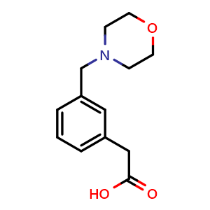 Chemical structure of 3-(4-Morpholinylmethyl)benzeneacetic acid , CAS 933743-78-3, AChemBlock P35020
