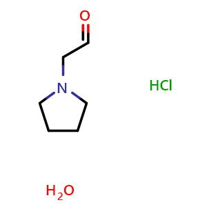 Chemical structure of 1-Pyrrolidineacetaldehyde hydrochloride H2O , CAS 933728-16-6, AChemBlock P35023