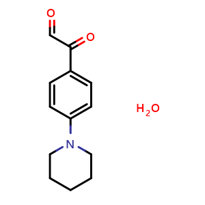 Chemical structure of 4-Piperidinophenylglyoxal hydrate , CAS 93290-93-8, AChemBlock P35029