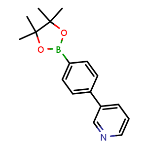 Chemical structure of 3-(4-(4,4,5,5-tetramethyl-1,3,2-dioxaborolan-2-yl)phenyl)pyridine , CAS 929203-04-3, AChemBlock P35043