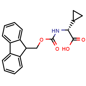Chemical structure of Fmoc-(R)-2-cyclopropylglycine , CAS 923012-40-2, AChemBlock P35073