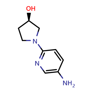 Chemical structure of 1-(5-Amino-2-pyridinyl)-3-(R)-pyrrolidinol , CAS 921592-86-1, AChemBlock P35075