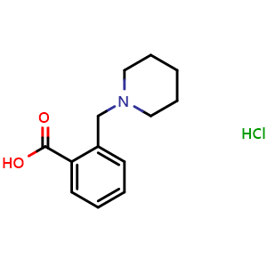 Chemical structure of 2-(1-Piperidinylmethyl)-benzoic acid hydrochloride , CAS 917747-57-0, AChemBlock P35094
