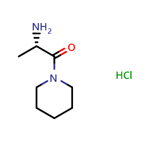 Chemical structure of (S)-2-Amino-1-(1-piperidinyl)-1-propanone hydrochloride , CAS 916762-49-7, AChemBlock P35104