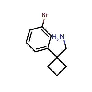 Chemical structure of 1-(3-Bromophenyl)-cyclobutanemethanamine , CAS 915690-61-8, AChemBlock P35134
