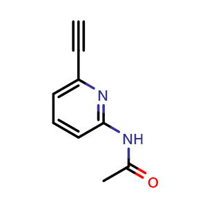 Chemical structure of N-(6-Ethynyl-2-pyridinyl)-acetamide , CAS 914950-32-6, AChemBlock P35142