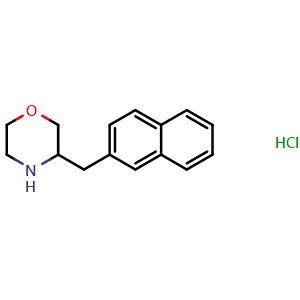 Chemical structure of 3-(2-Naphthylmethyl)morpholine hydrochloride , CAS 913718-26-0, AChemBlock P35159