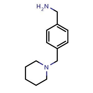 Chemical structure of 4-(1-Piperidinylmethyl)-benzenemethanamine , CAS 91271-81-7, AChemBlock P35176