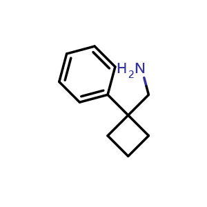 Chemical structure of 1-Phenyl-cyclobutanemethylamine , CAS 91245-59-9, AChemBlock P35183