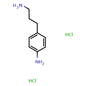 Chemical structure of 4-(3-Aminopropyl)aniline dihydrochloride , CAS 91054-46-5, AChemBlock P35188